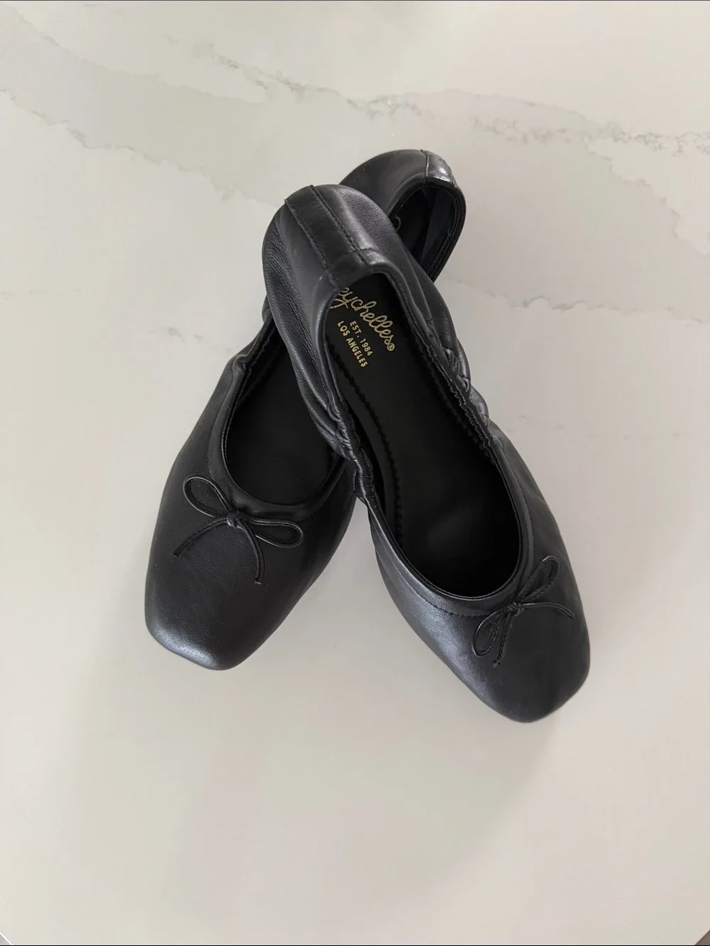Seychelles Black Leather Ballet Flats with Bow